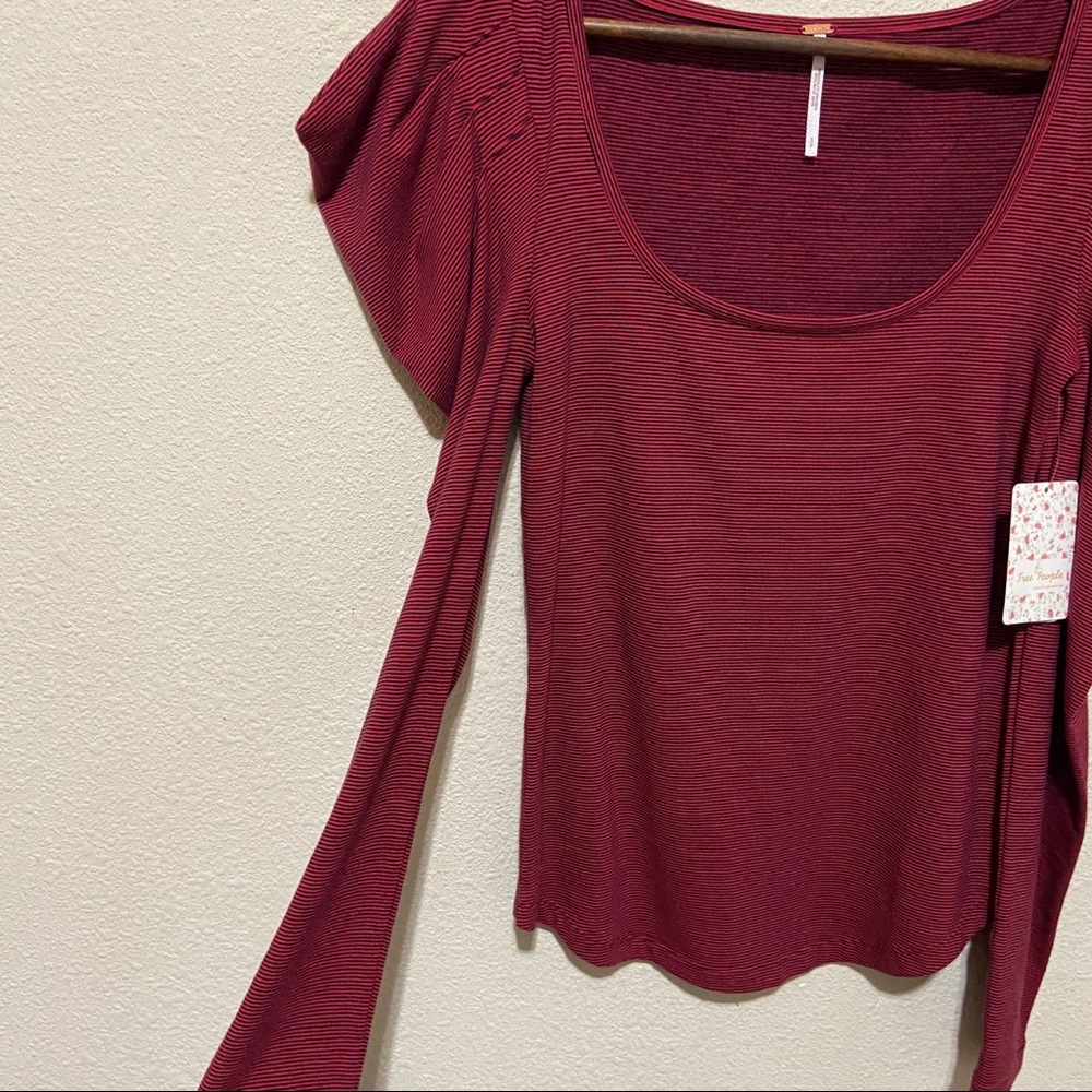 Free People Penelope Puff Sleeve Striped Top NWT - Picture 9 of 10